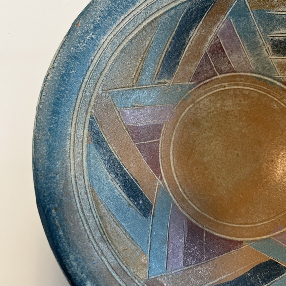 Handmade Pottery Bowl Star Design Decorative Centerpiece Dish - Picture 5 of 11